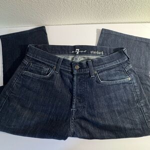7 For All Mankind Dark Blue Stretch Straight Jeans SZ 30